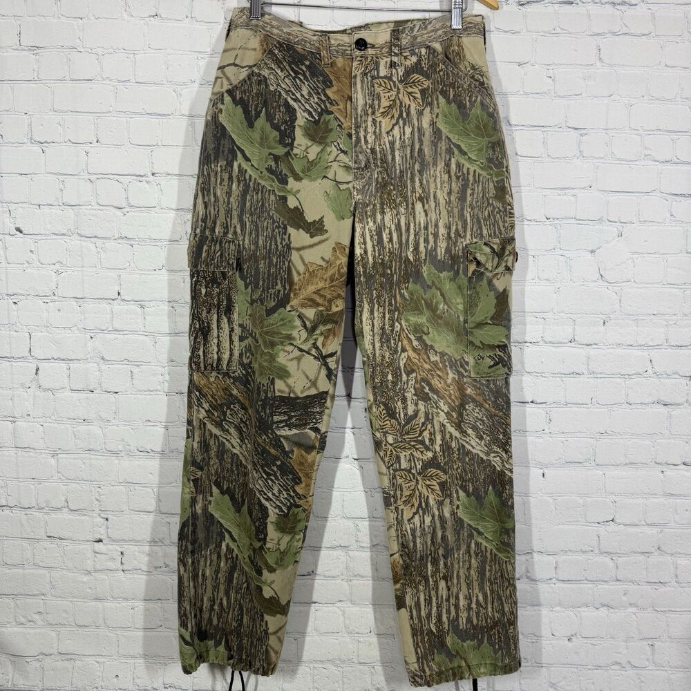 Liberty Pants Mens 30x31 Realtree Hardwoods Camo Cargo Pockets Loose Grunge